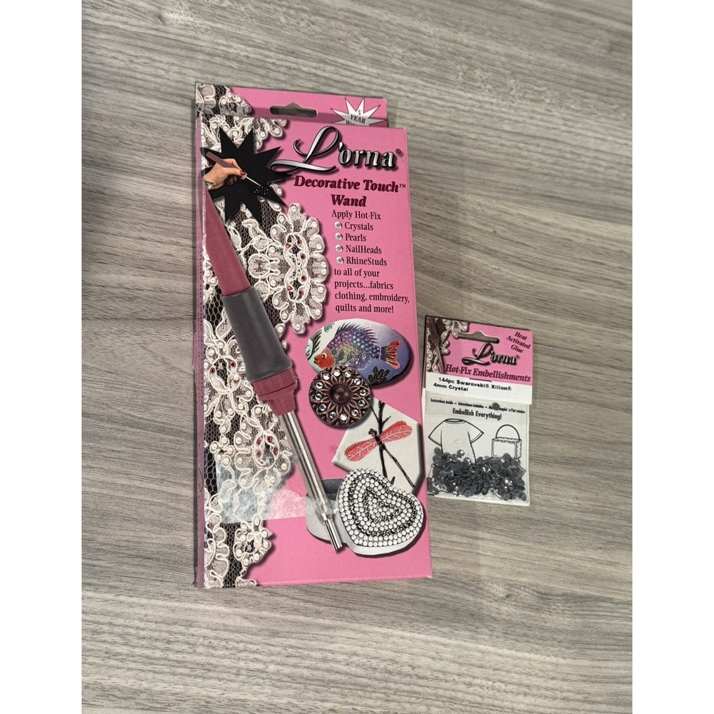 L'ORNA DECORATIVE TOUCH HOTFIX EMBELLISHMENT WAND APPLICATOR /w 8 TIPS & Crystal
